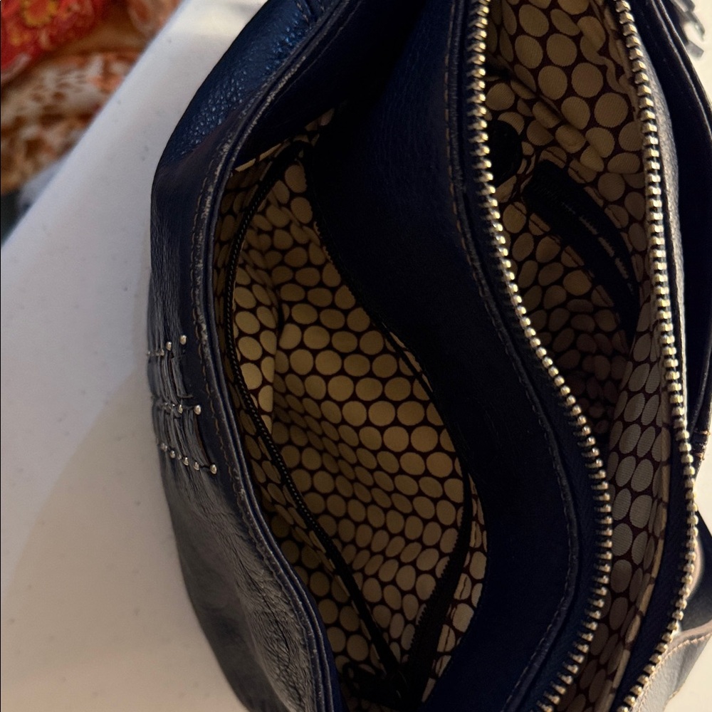 Brighton Dark Blue Leather Shoulder Bag - Picture 4 of 5